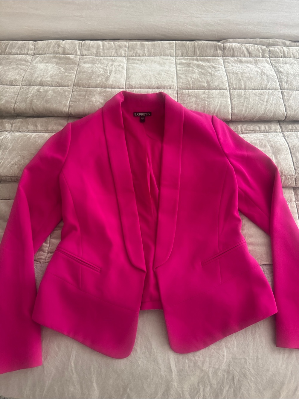 Express Women's Bright Pink Shawl Collar Open-Front Blazer